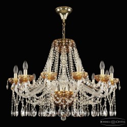 Люстра с цветным хрусталём 5413/12/300 G Amber/M-1F Bohemia Ivele Crystal (5413)