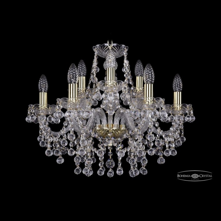 Люстра хрустальная 1409/6+3/195 G Bohemia Ivele Crystal (Стеклянный рожок)