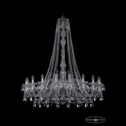 Люстра хрустальная 1411/20/460/h-151 Ni Bohemia Ivele Crystal (Стеклянный рожок)