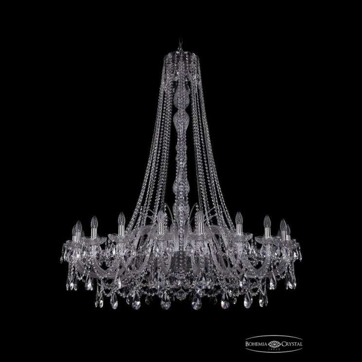 Люстра хрустальная 1411/20/460/h-151 Ni Bohemia Ivele Crystal (Стеклянный рожок)
