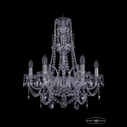 Люстра хрустальная 1411/6/195/XL-63 Ni Bohemia Ivele Crystal (Стеклянный рожок)