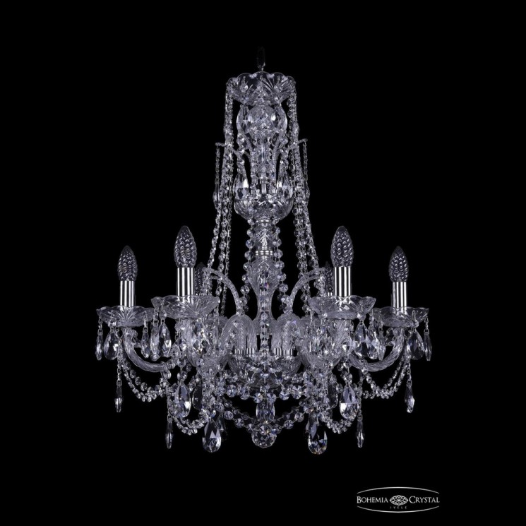 Люстра хрустальная 1411/6/195/XL-63 Ni Bohemia Ivele Crystal (Стеклянный рожок)