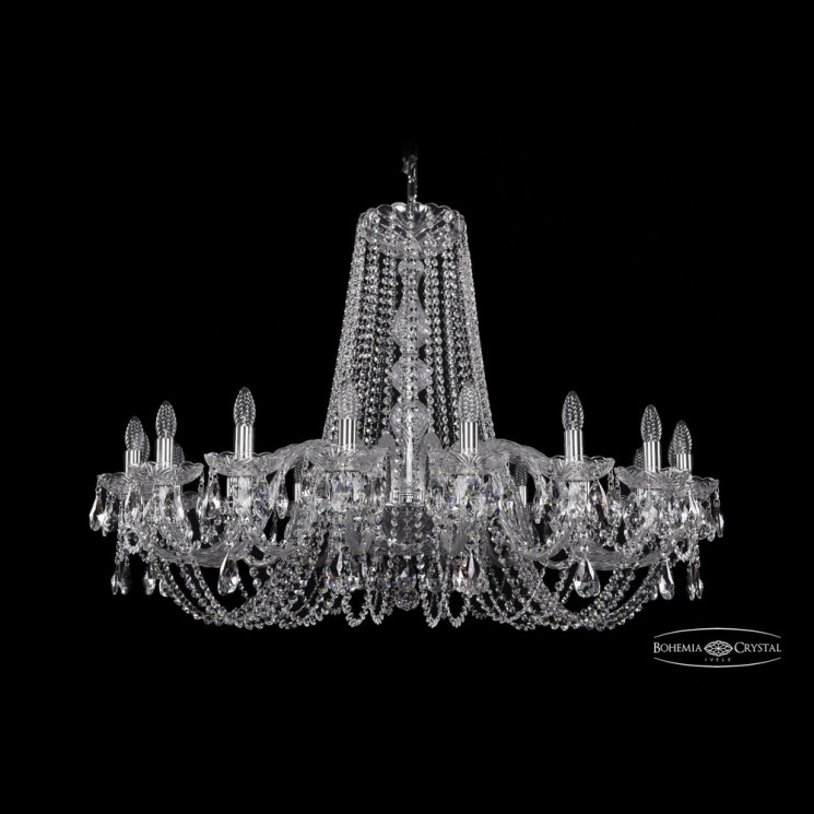Люстра хрустальная 1402/18/400 Ni Bohemia Ivele Crystal (Стеклянный рожок)