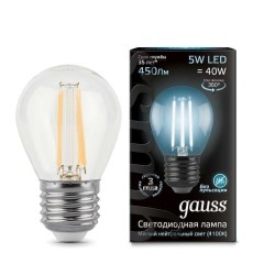 Светодиодная филаментная лампа Gauss Шар 5W 450Lm 4100K E27 105802205105802205_GAUSS