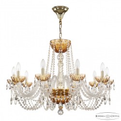 Люстра с цветным хрусталём 5402/10/300 G Amber/M-1H Bohemia Ivele Crystal (5402)