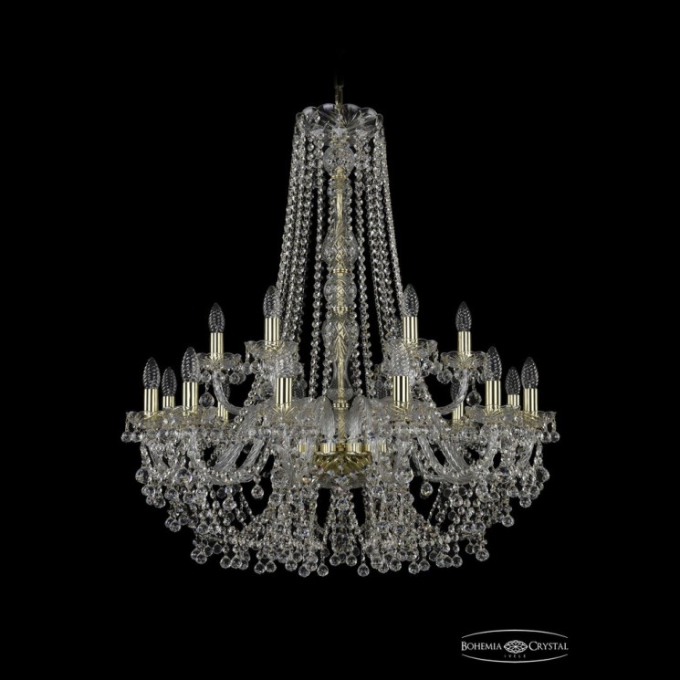 Люстра хрустальная 1409/12+6/300/h-95 G Bohemia Ivele Crystal (Стеклянный рожок)