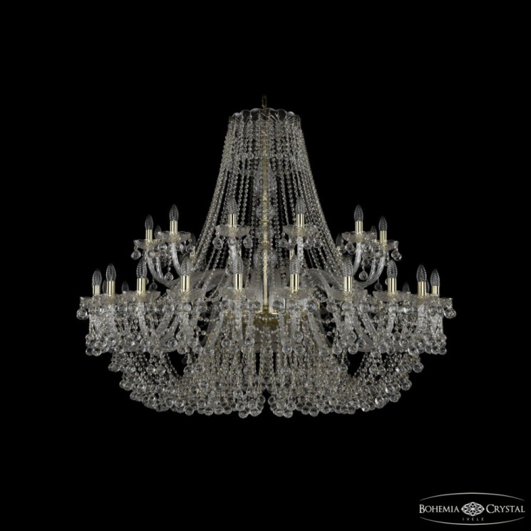 Люстра хрустальная 1409/24+12/530 G  Bohemia Ivele Crystal (Стеклянный рожок)