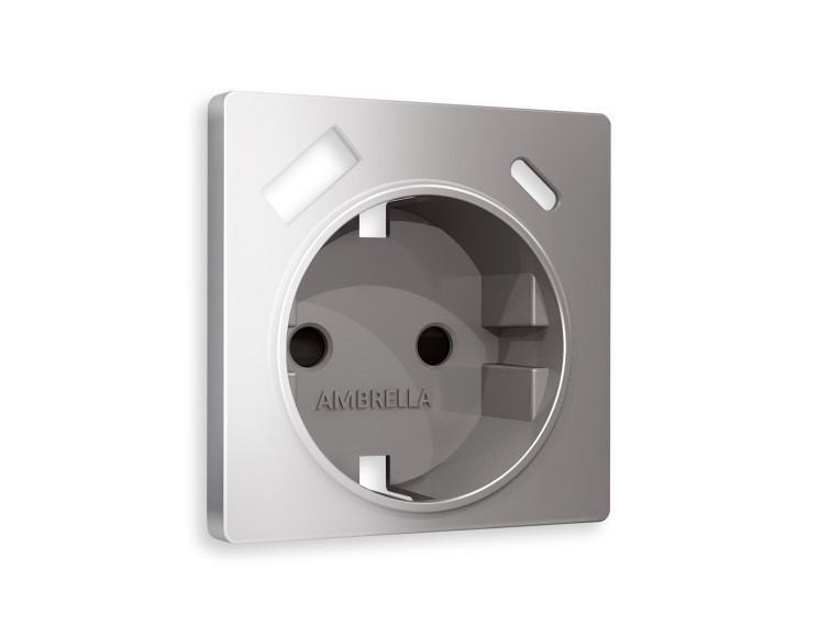 Ambrella Light Лицевая панель для электрической розетки с заземлением со шторками 2USB A+C QUANT Ambrella Volt ALFA AP5100