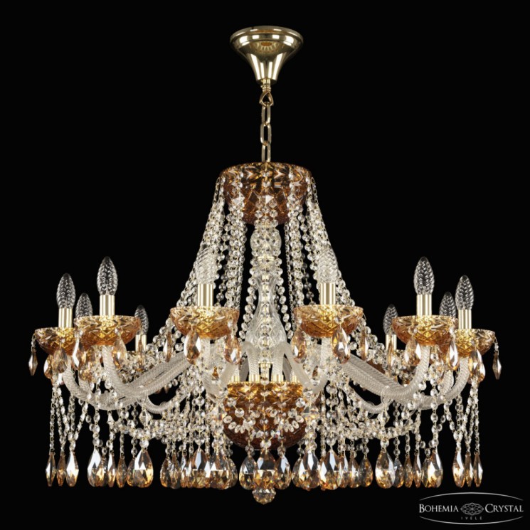 Люстра с цветным хрусталём 5413/12/300 G Amber/M-1F K721 Bohemia Ivele Crystal (5413)
