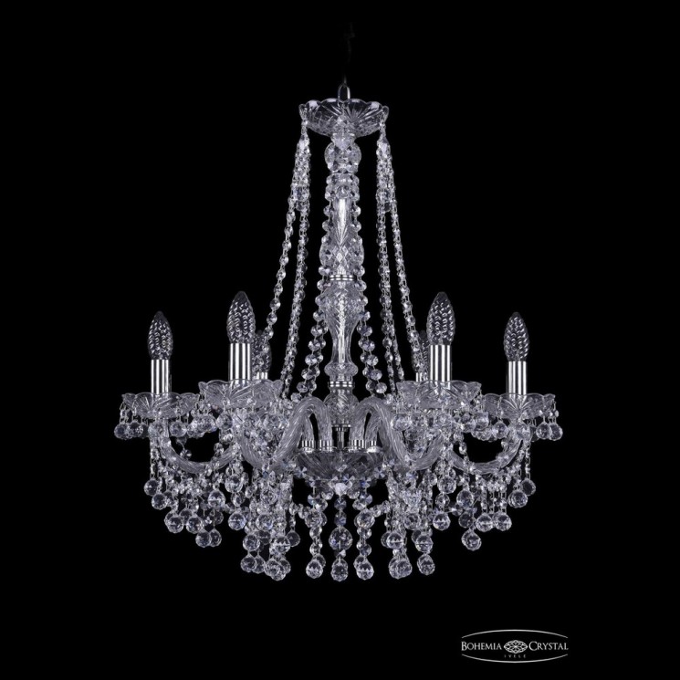 Люстра хрустальная 1409/6/195/h-63 Ni Bohemia Ivele Crystal (Стеклянный рожок)