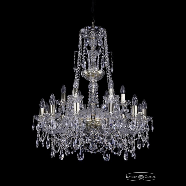 Люстра хрустальная 1411/12+6/240/XL-83 G Bohemia Ivele Crystal (Стеклянный рожок)