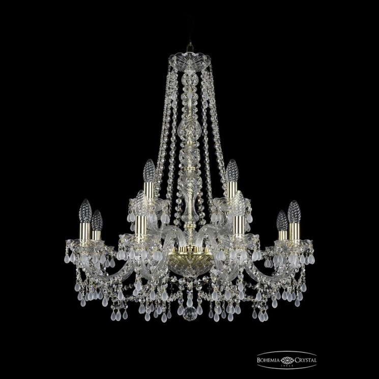 Люстра хрустальная 1410/8+4/240/h-74 G V0300 Bohemia Ivele Crystal (Стеклянный рожок)