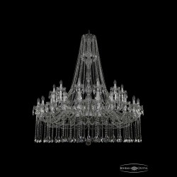 Люстра хрустальная 1413/24+12/530/h-160 Ni Bohemia Ivele Crystal (Стеклянный рожок)