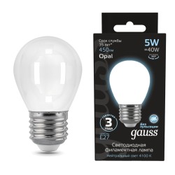 Светодиодная лампа Gauss Шар 5W 450Lm 4100K E27 105202205105202205_GAUSS