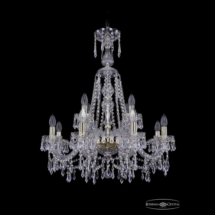 Люстра хрустальная 1403/8+4/240/XL-80 G Bohemia Ivele Crystal (Стеклянный рожок)