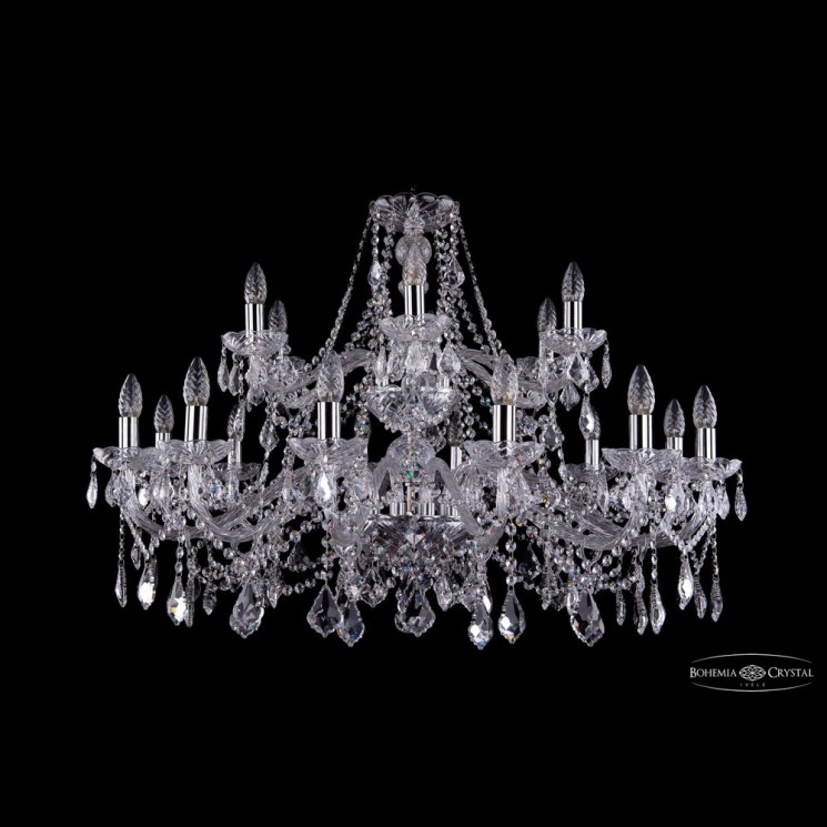 Люстра хрустальная 1413/12+6/360/2d Ni Leafs Bohemia Ivele Crystal (Стеклянный рожок)