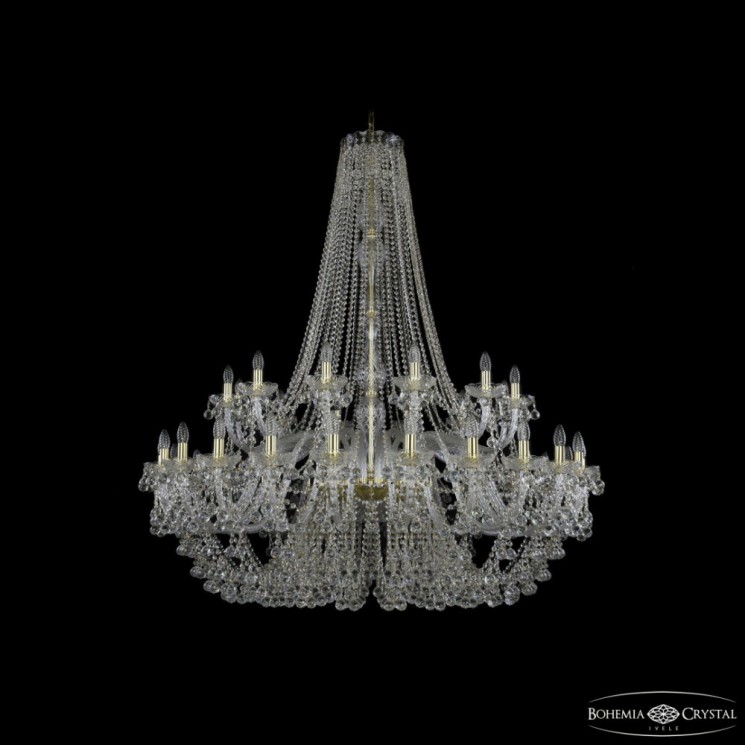 Люстра хрустальная 1409/24+12/530/h-160 G Bohemia Ivele Crystal (Стеклянный рожок)