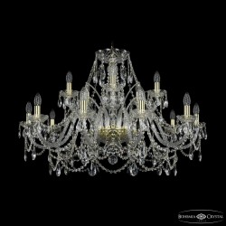 Люстра хрустальная 1411/10+5/360 G Bohemia Ivele Crystal (Стеклянный рожок)