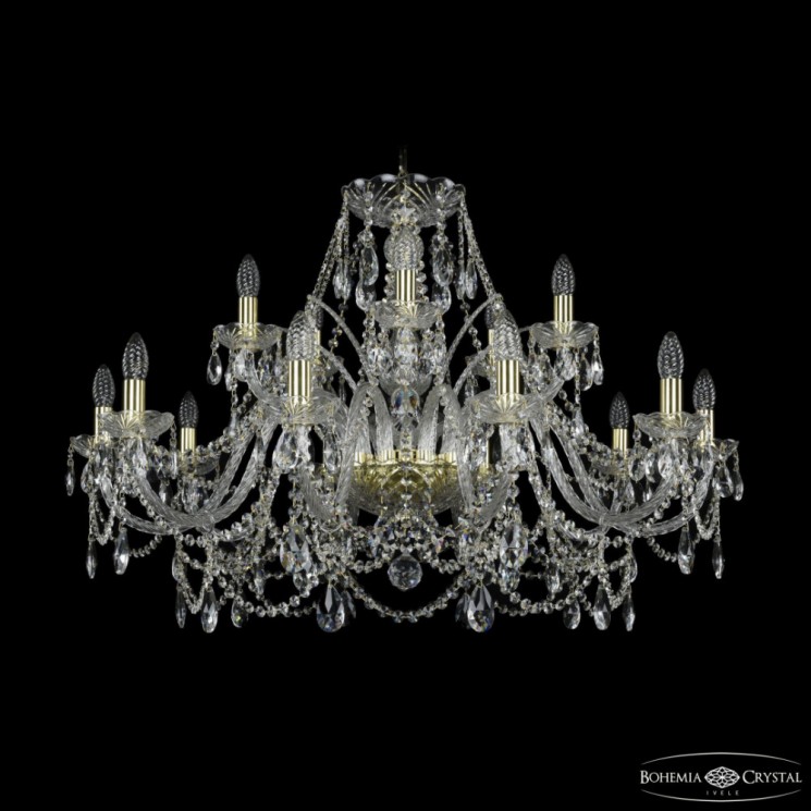 Люстра хрустальная 1411/10+5/360 G Bohemia Ivele Crystal (Стеклянный рожок)
