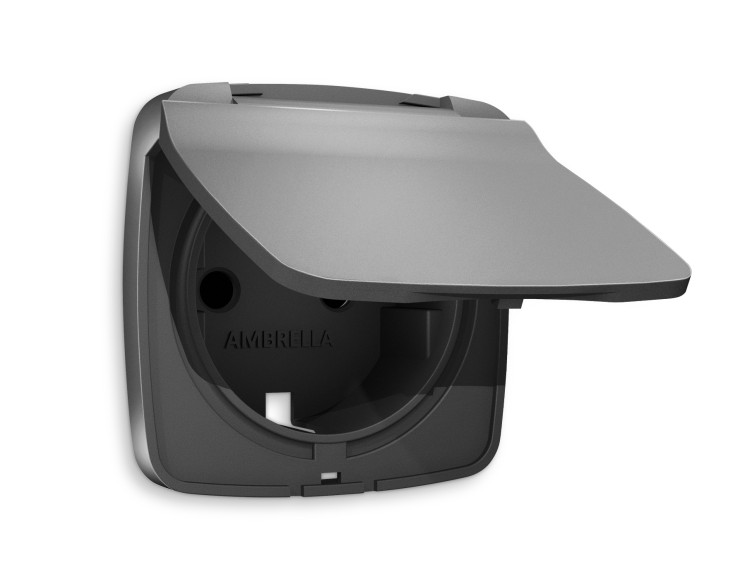 Ambrella Light Лицевая панель для электрической розетки с заземлением со шторками и крышкой IP44 QUANT Ambrella Volt OMEGA OP6580
