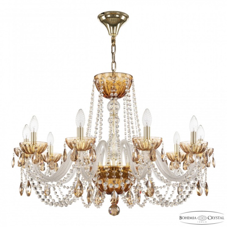 Люстра с цветным хрусталём 5402/10/300 G Amber/M-1H K721 Bohemia Ivele Crystal (5402)