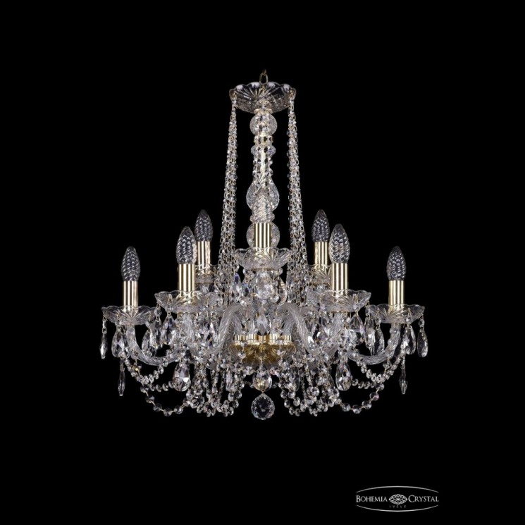 Люстра хрустальная 1402/6+3/195/h-58 G Bohemia Ivele Crystal (Стеклянный рожок)