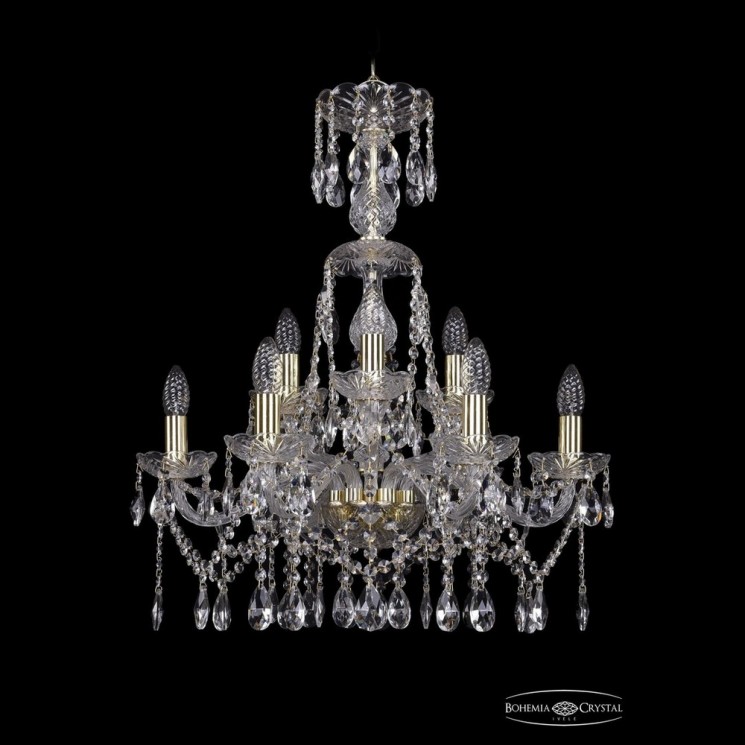 Люстра хрустальная 1413/6+3/200/XL-66 G Bohemia Ivele Crystal (Стеклянный рожок)