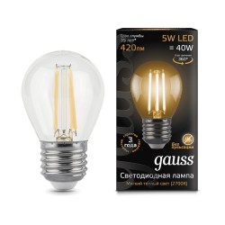 Светодиодная филаментная лампа Gauss Шар 5W 420Lm 2700K E27 105802105105802105_GAUSS