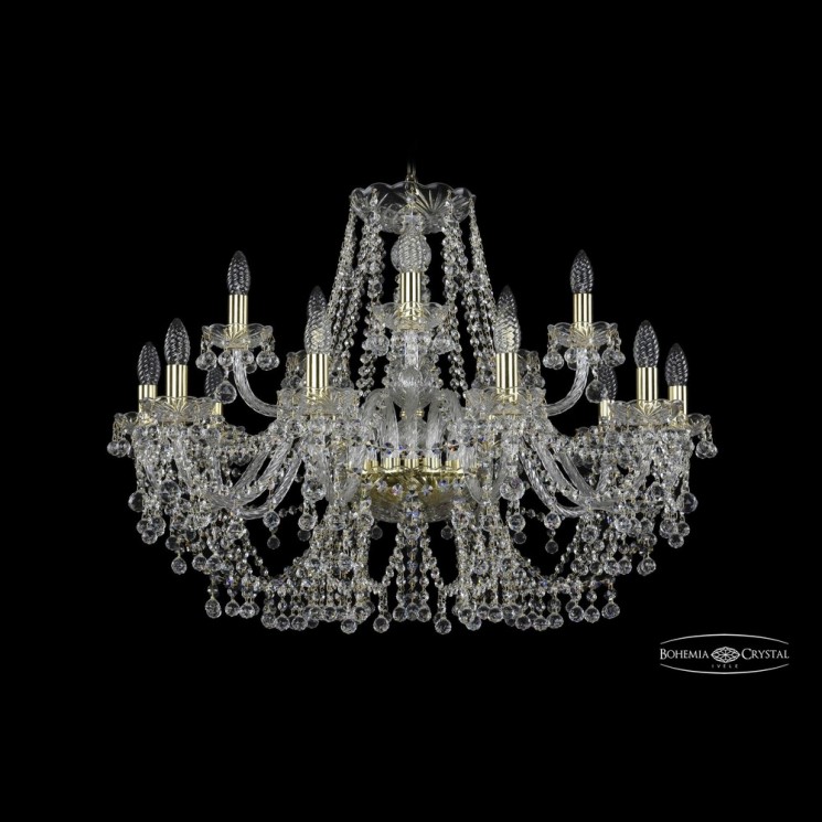 Люстра хрустальная 1409/10+5/300 G Bohemia Ivele Crystal (Стеклянный рожок)