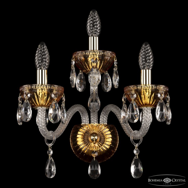 Бра с цветным хрусталём 5417B/2+1/165 G Amber/M-1G Bohemia Ivele Crystal (С 2 лампочками и более)