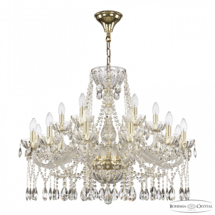 Люстра с цветным хрусталём 5413/12+6/300 G Clear/M-1H Bohemia Ivele Crystal (5413)