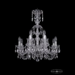 Люстра хрустальная 1402/8+4/195/XL-64 Ni Bohemia Ivele Crystal (Стеклянный рожок)