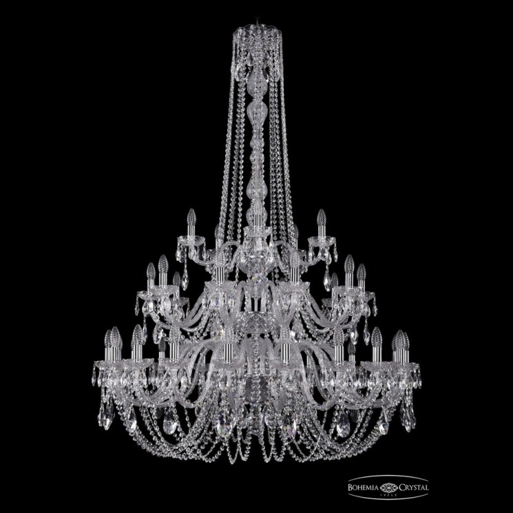 Люстра хрустальная 1402/20+10+5/400/h-158/3d Ni Bohemia Ivele Crystal (Стеклянный рожок)