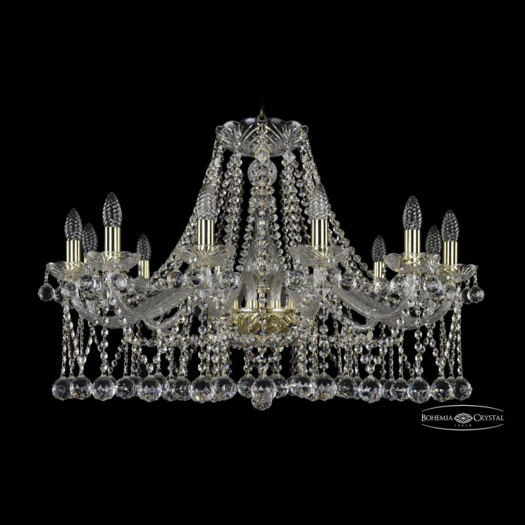 Люстра хрустальная 1413/12/300 G Balls Bohemia Ivele Crystal (Стеклянный рожок)