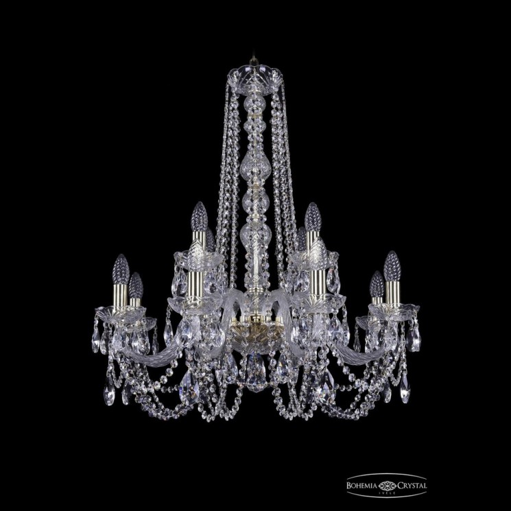 Люстра хрустальная 1402/8+4/240/h-76 G Bohemia Ivele Crystal (Стеклянный рожок)