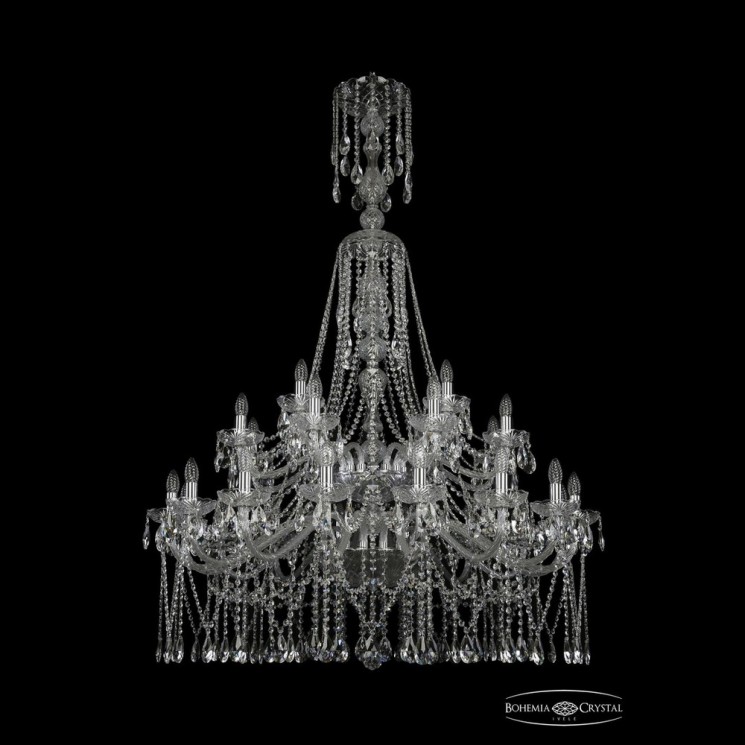 Люстра хрустальная 1413/16+8+4/400/XL-163/2d Ni Bohemia Ivele Crystal (Стеклянный рожок)
