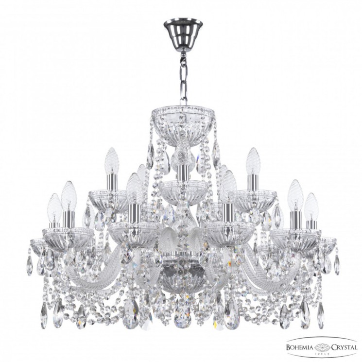 Люстра с хрусталём 5402/10+5/240 Ni Clear/M-1G Bohemia Ivele Crystal (5402)