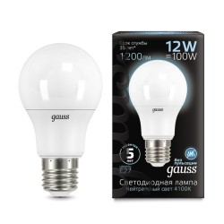 Светодиодная лампа Gauss A60 12W 1200Lm 4100K E27 102502212102502212_GAUSS