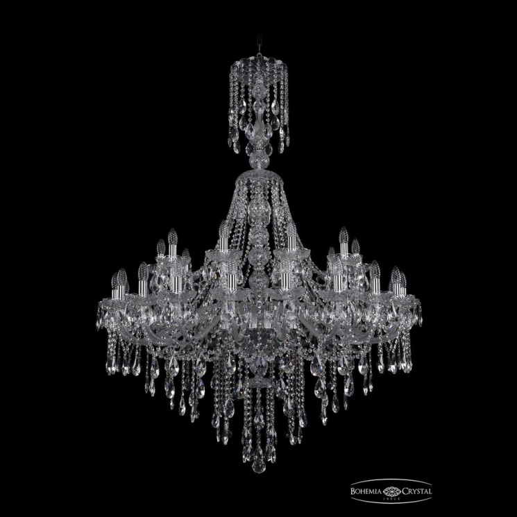 Люстра хрустальная 1415/20+10/400/XL-154 Ni Bohemia Ivele Crystal (Стеклянный рожок)