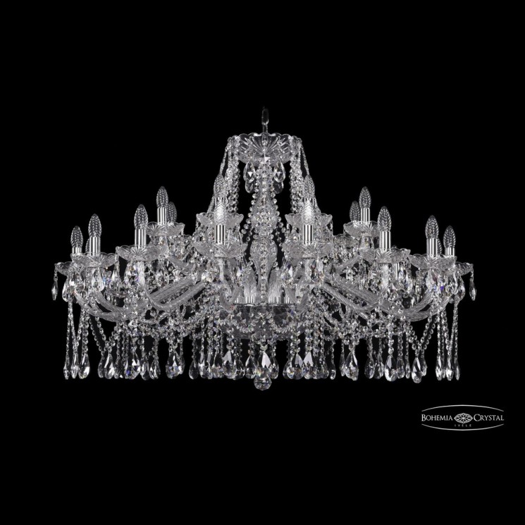 Люстра хрустальная 1413/16+8/400 Ni Bohemia Ivele Crystal (Стеклянный рожок)