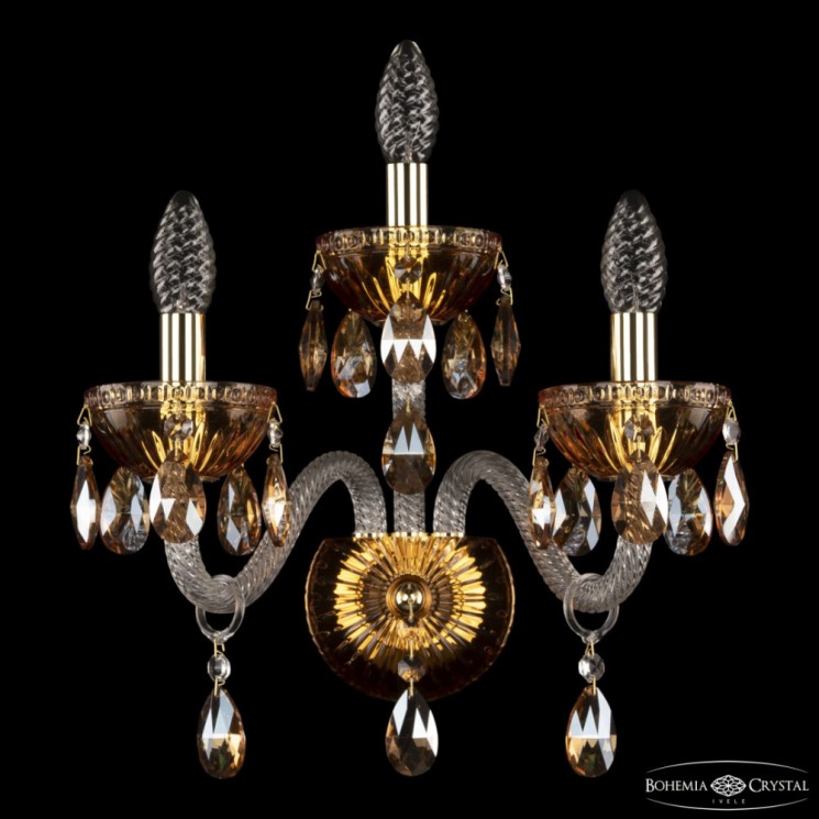 Бра с цветным хрусталём 5417B/2+1/165 G Amber/M-1G K721 Bohemia Ivele Crystal (С 2 лампочками и более)