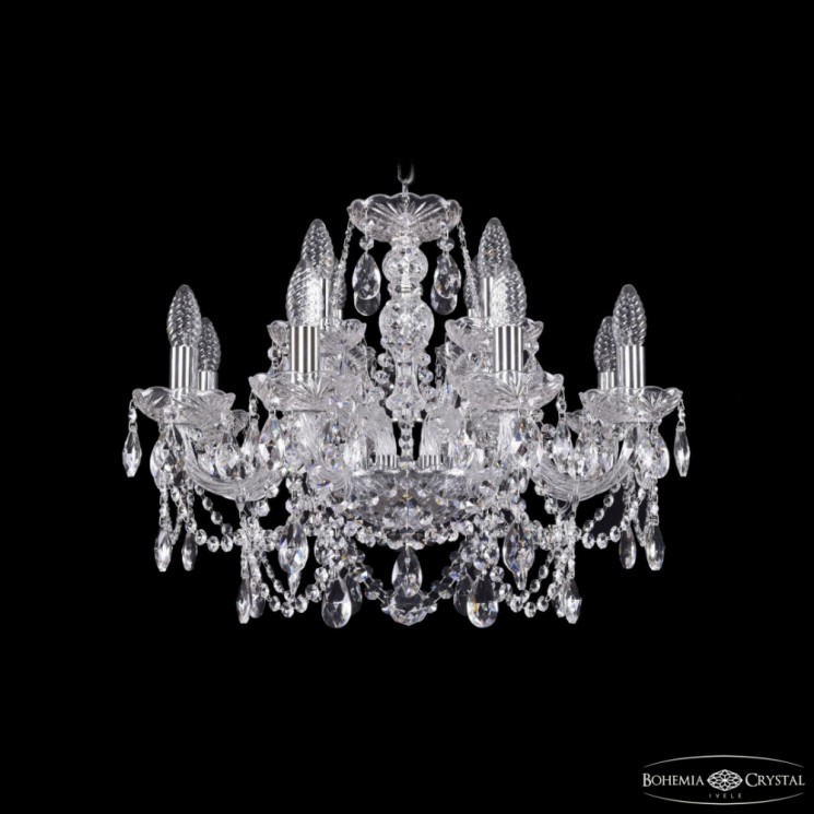 Люстра хрустальная 1411/8+4/195 Ni Bohemia Ivele Crystal (Стеклянный рожок)