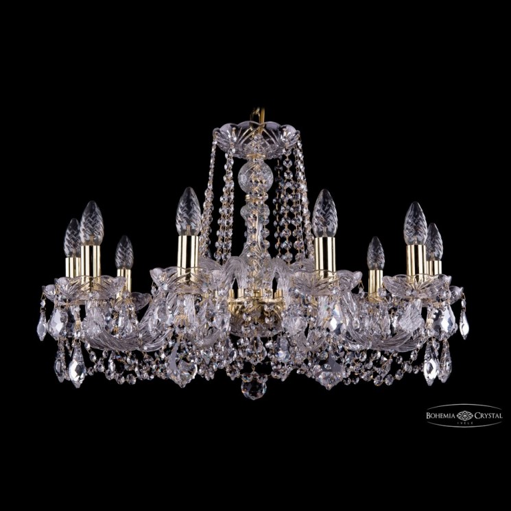 Люстра хрустальная 1402/10/240 G Leafs Bohemia Ivele Crystal (Стеклянный рожок)