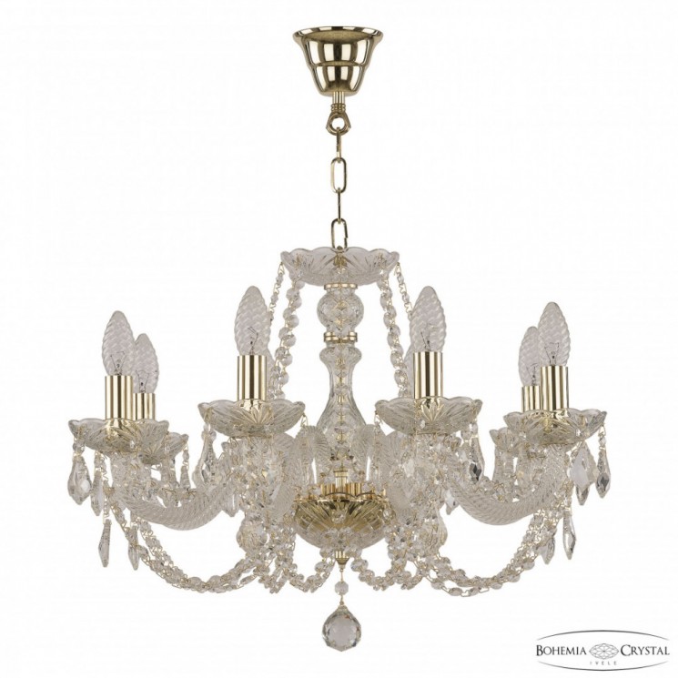 Люстра хрустальная 101/8/195 G Leafs Bohemia Ivele Crystal (Стеклянный рожок)