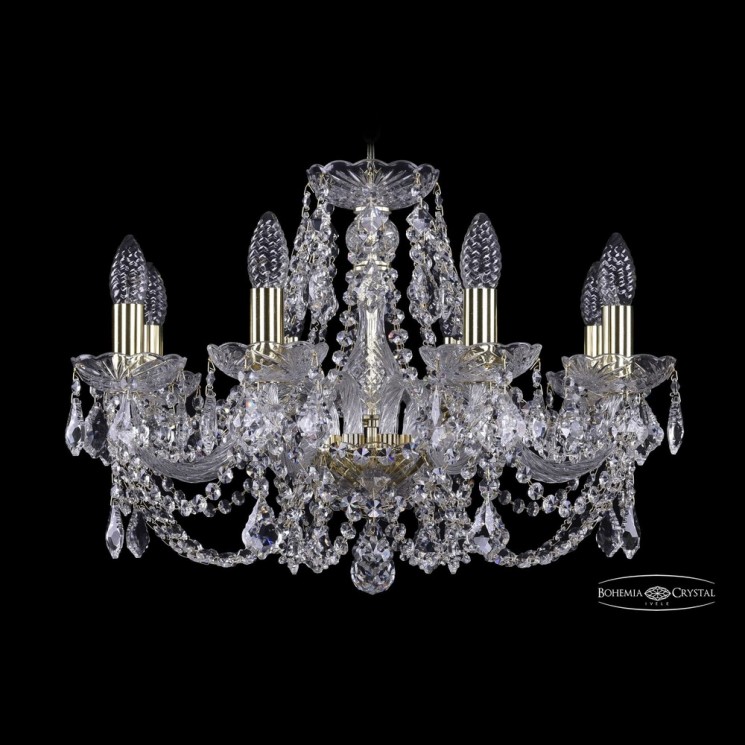 Люстра хрустальная 1402/8/195 G Leafs Bohemia Ivele Crystal (Стеклянный рожок)