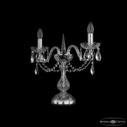 Настольная лампа хрустальная 1402L/2/141-39 Ni  Bohemia Ivele Crystal (Стеклянный рожок)