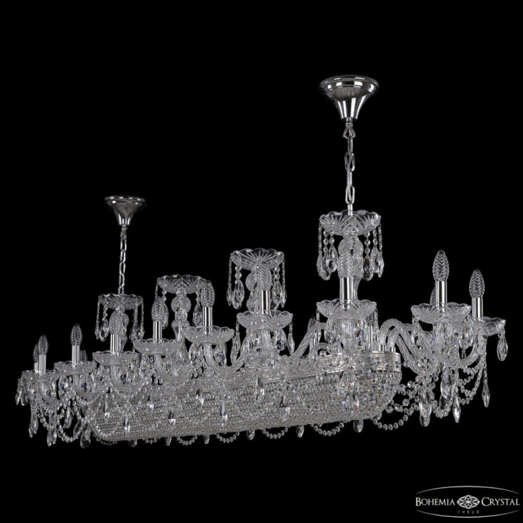 Люстра хрустальная 1453/18/195/1500 Ni Bohemia Ivele Crystal (Стеклянный рожок)