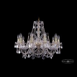 Люстра хрустальная 1411/10/240 G Leafs Bohemia Ivele Crystal (Стеклянный рожок)