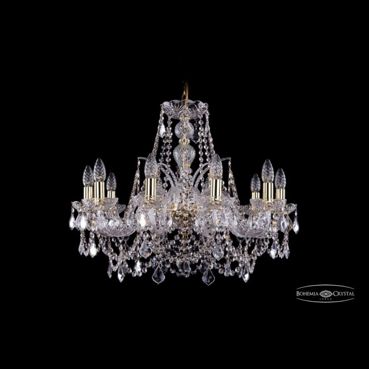 Люстра хрустальная 1411/10/240 G Leafs Bohemia Ivele Crystal (Стеклянный рожок)