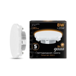 Светодиодная лампа Gauss Таблетка 8W 680Lm 3000K GX53 108008108108008108_GAUSS